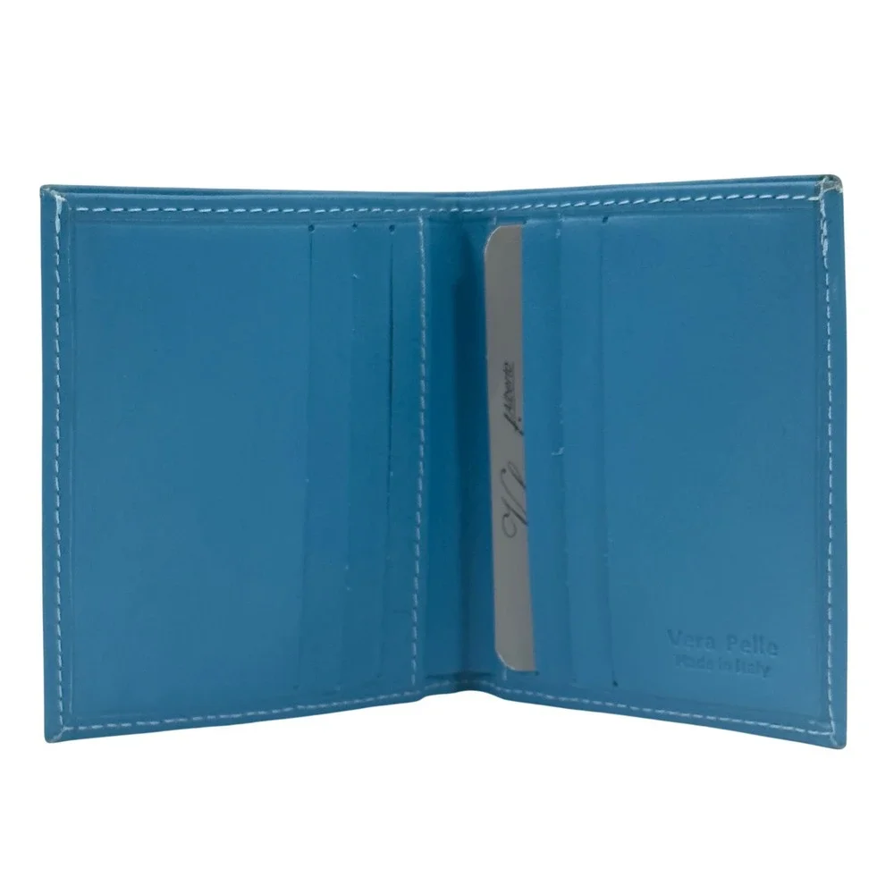 Alberto Valentino Italian Genuine‎ Leather Teal Bifold Wallet Vera Pelle NWT